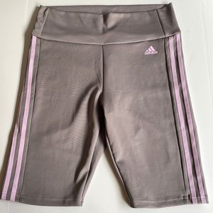 Adidas Prime green aeroready high waist three stripe Bermuda workout shorts lg